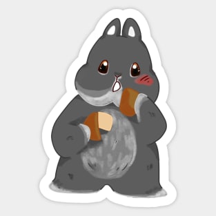 Black Rabbit eating fortune cookie | Rabbit Year | Bunniesmee Sticker